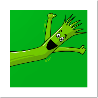 Green Wacky Waving Tube Man Portrait Posters and Art